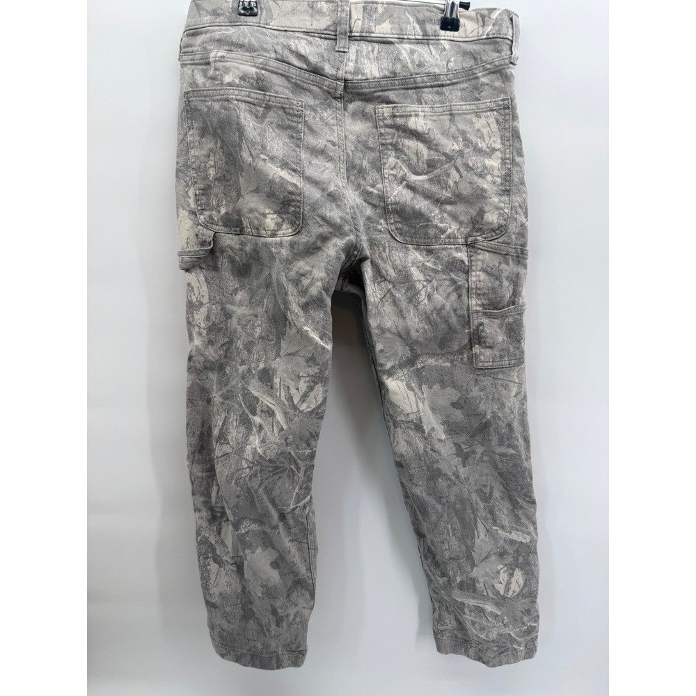 Hollister Mens Loose Fit Carpenter Pants Grey Leaf Camo Utility Trousers 32x30 - Picture 4 of 8
